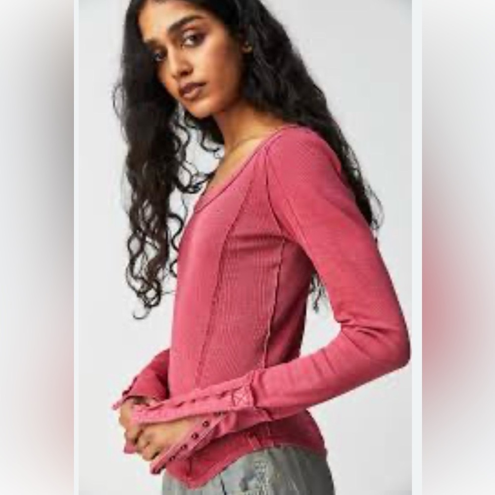 FP | Ribbed Long Sleeve - Pink Top